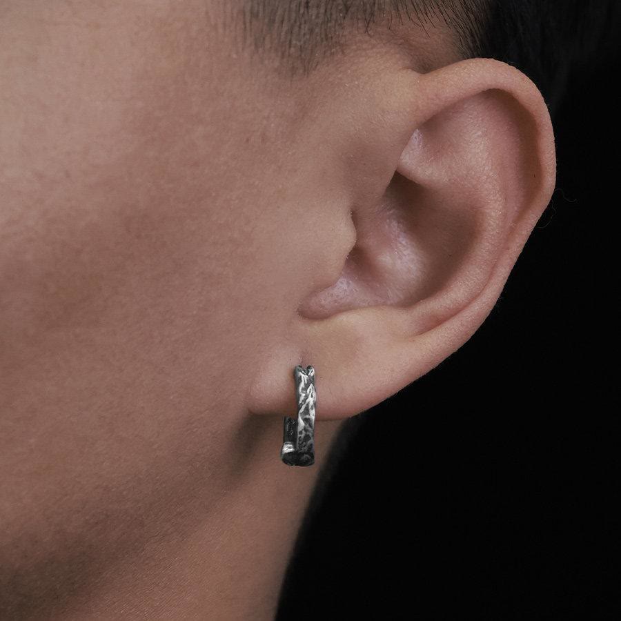 Handcrafted 925 Silver Cracked Rock Earrings