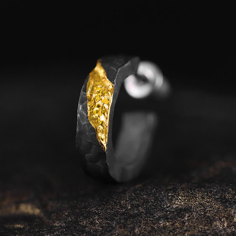 Handcrafted 999 Silver Hammered Gold Vein Earrings