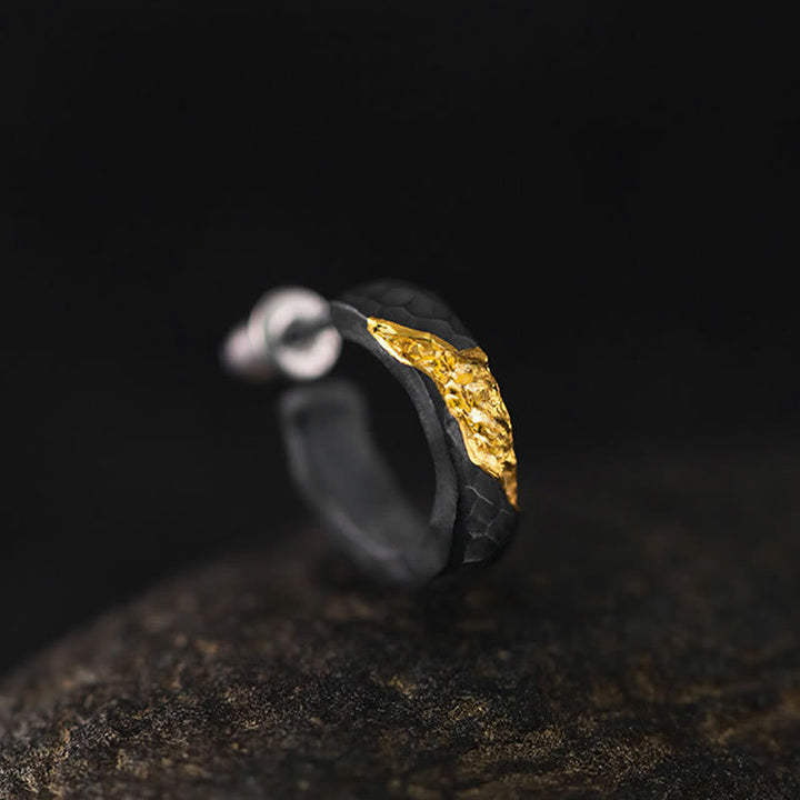 Handcrafted 999 Silver Hammered Gold Vein Earrings