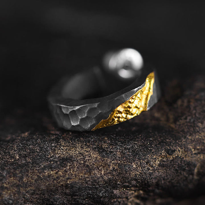 Handcrafted 999 Silver Hammered Gold Vein Earrings