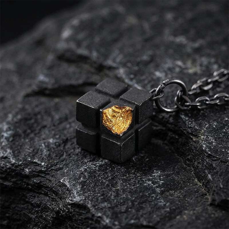 Handcrafted 999 Silver Forged Cube Necklace