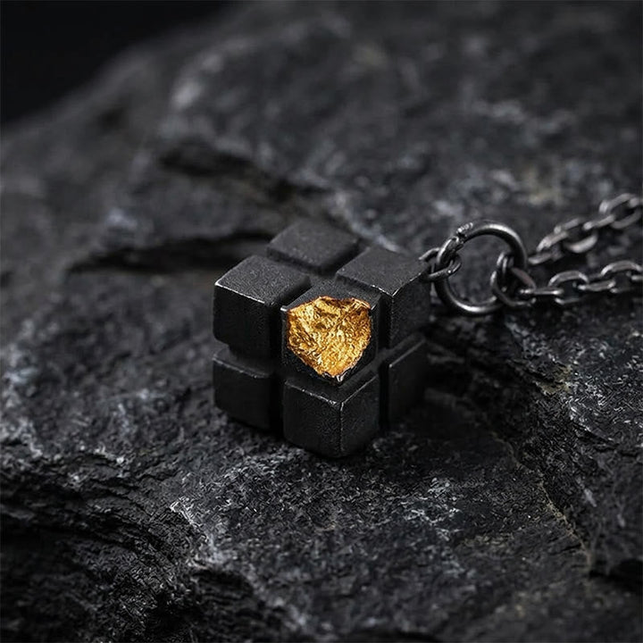 Handcrafted 999 Silver Forged Cube Necklace