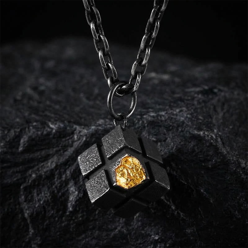 Handcrafted 999 Silver Forged Cube Necklace