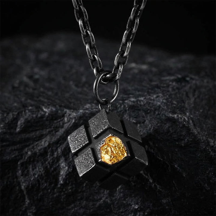Handcrafted 999 Silver Forged Cube Necklace