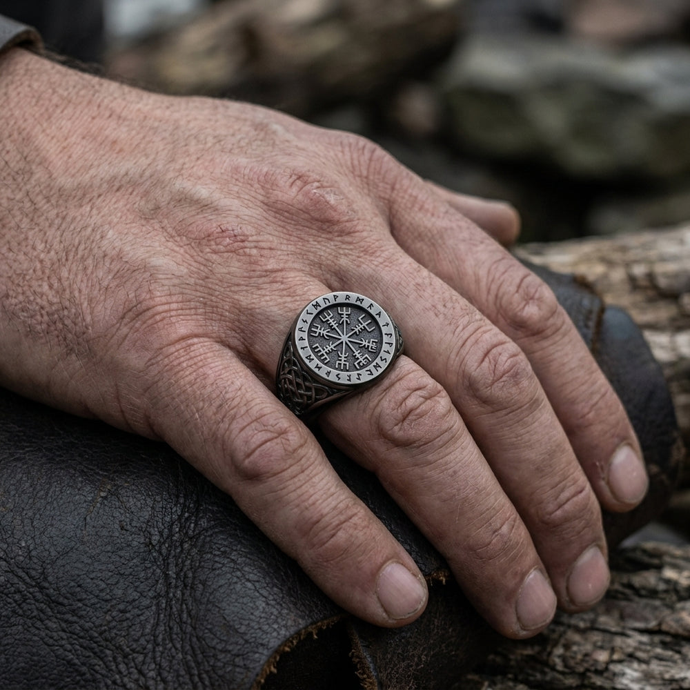 Helm of Awe Aegishjalmur Signet Ring — worn