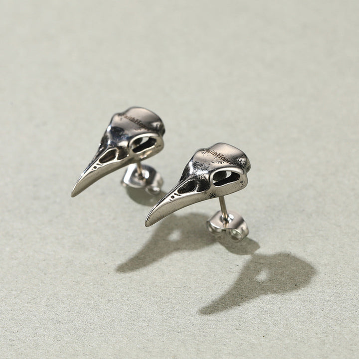 Raven Skull Earrings Viking Stud Earrings For Men