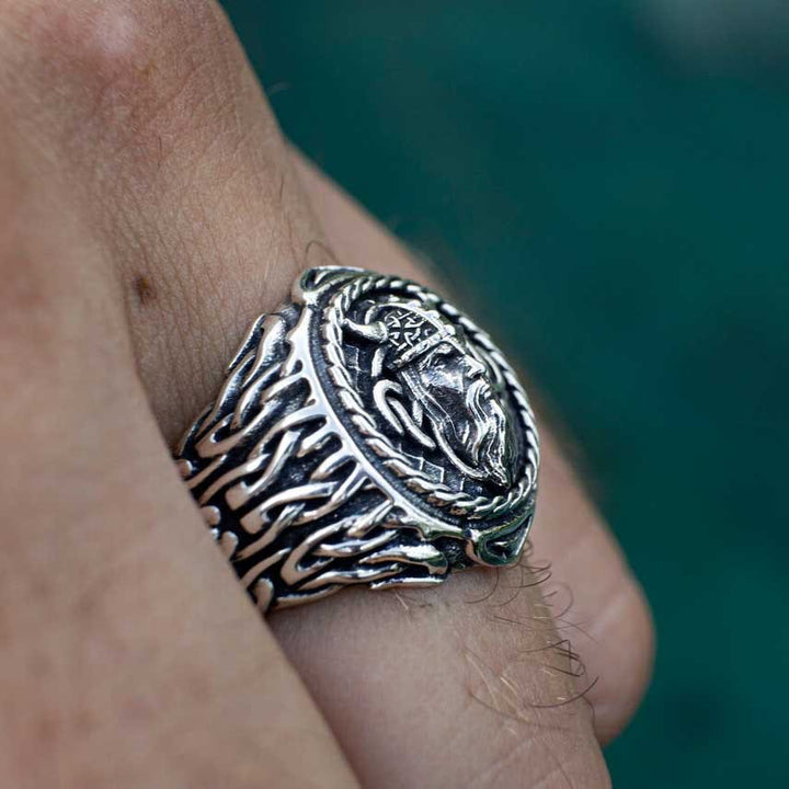 Odin Head Totem Tribal Celtic Knot Ring
