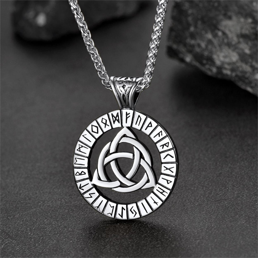 Celtic Knot Necklace with Viking Runes for Men