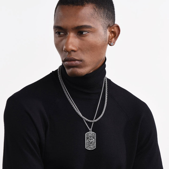 Flash Sale Engraved Viking Celtic Wolf Dog Tag Necklace for Men