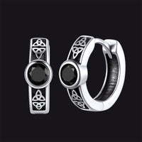 Black Onyx Celtic Knot Huggie Hoop Earrings for Men