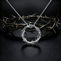 Christian Jesus Crown of Thorns Circle Pendant Necklace for Men