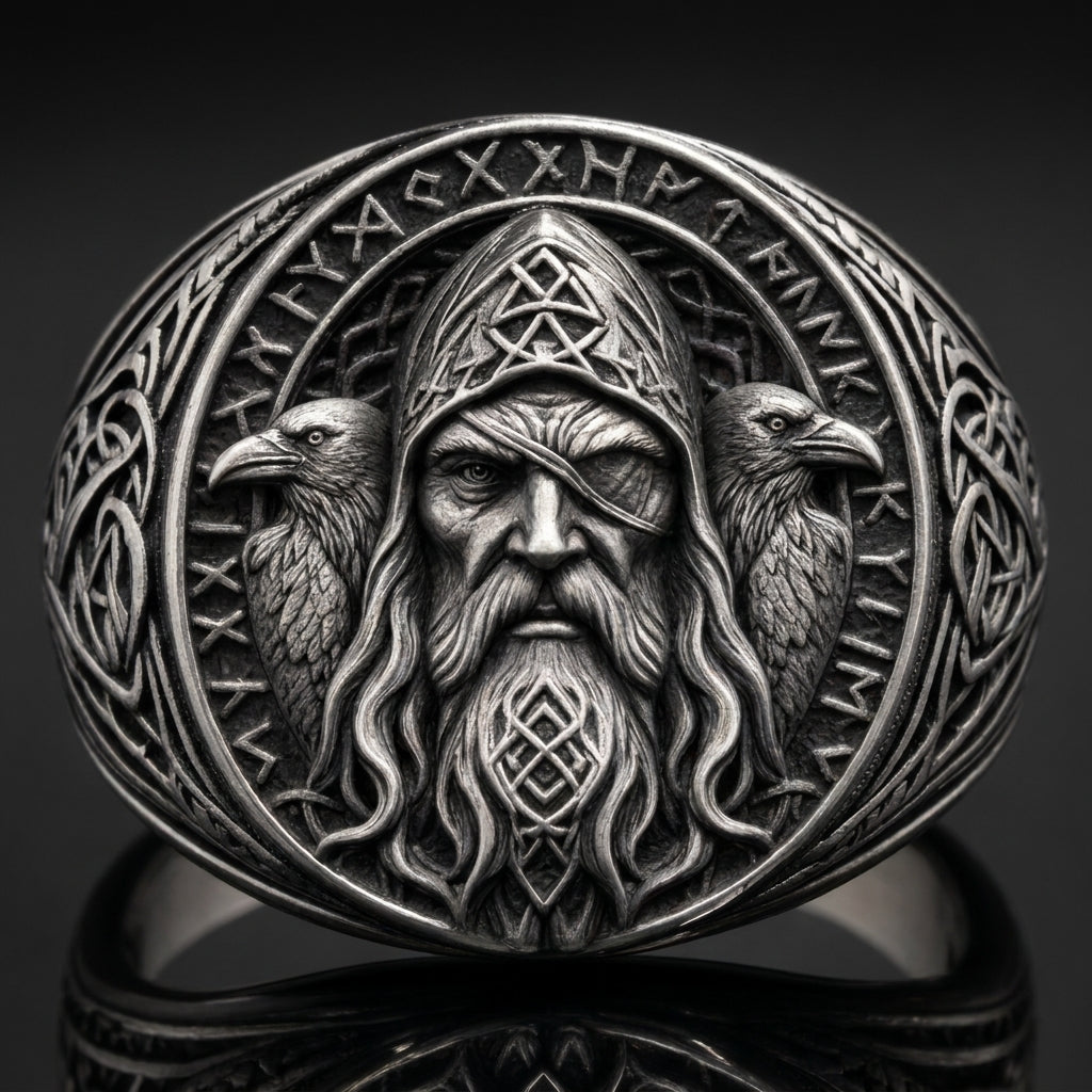 Odin Allfather Signet Ring — detail
