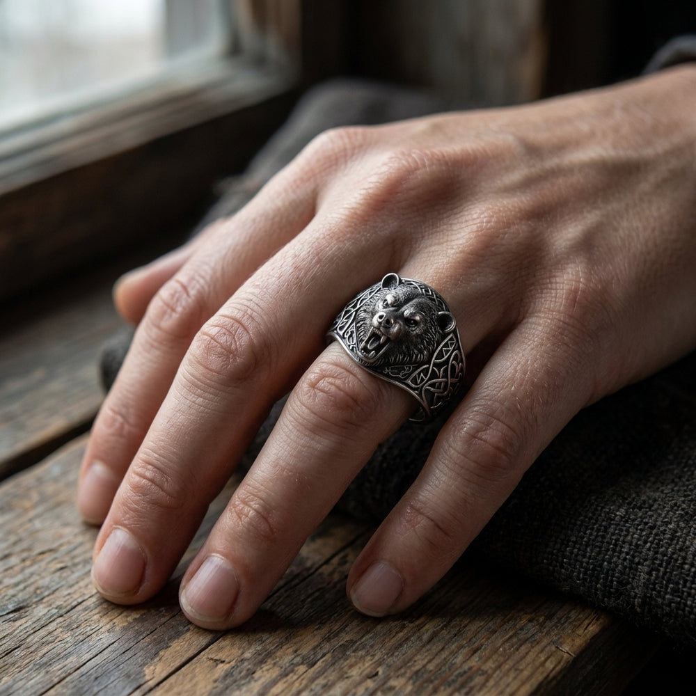 Berserker Bear Ring — worn
