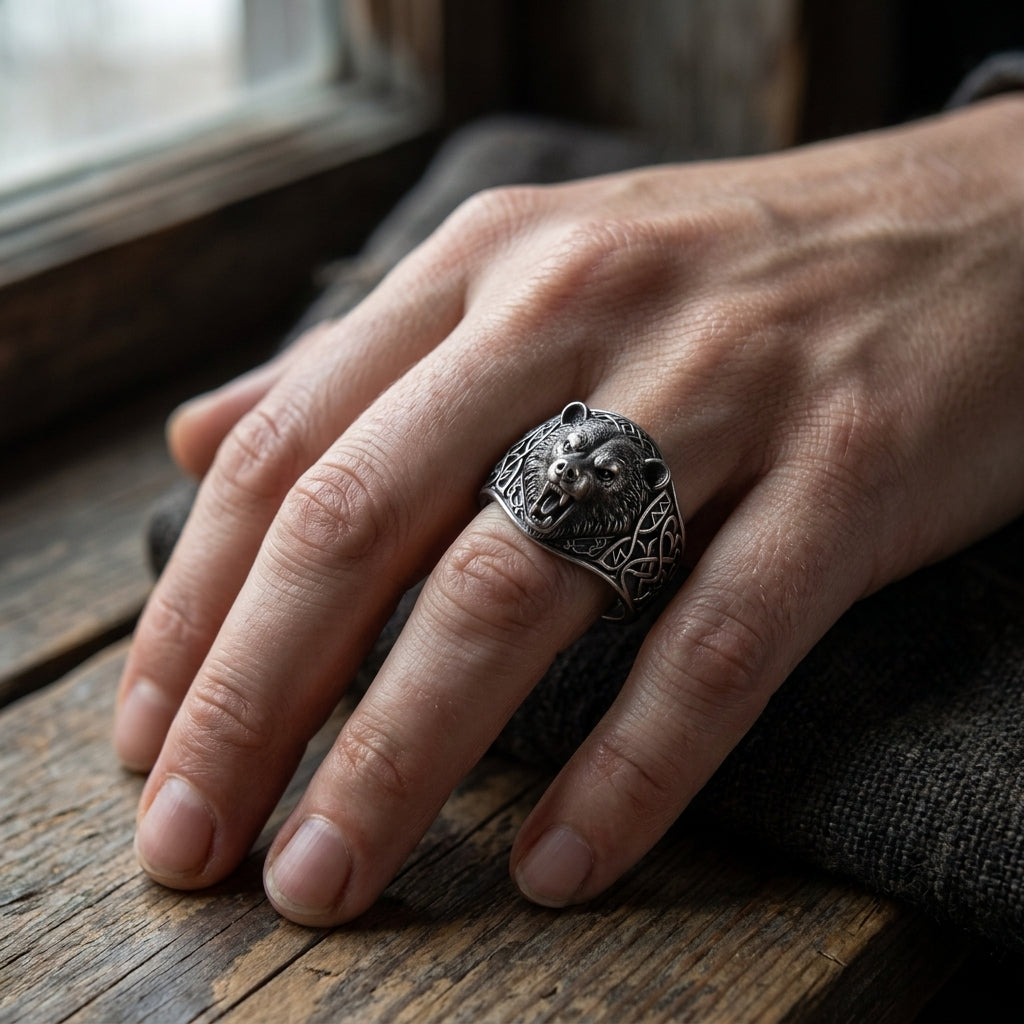 Berserker Bear Ring — worn