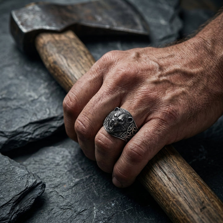 Berserker Bear Ring — worn