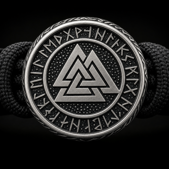 Valknut Slider-Knot Cord Bracelet for Men — detail