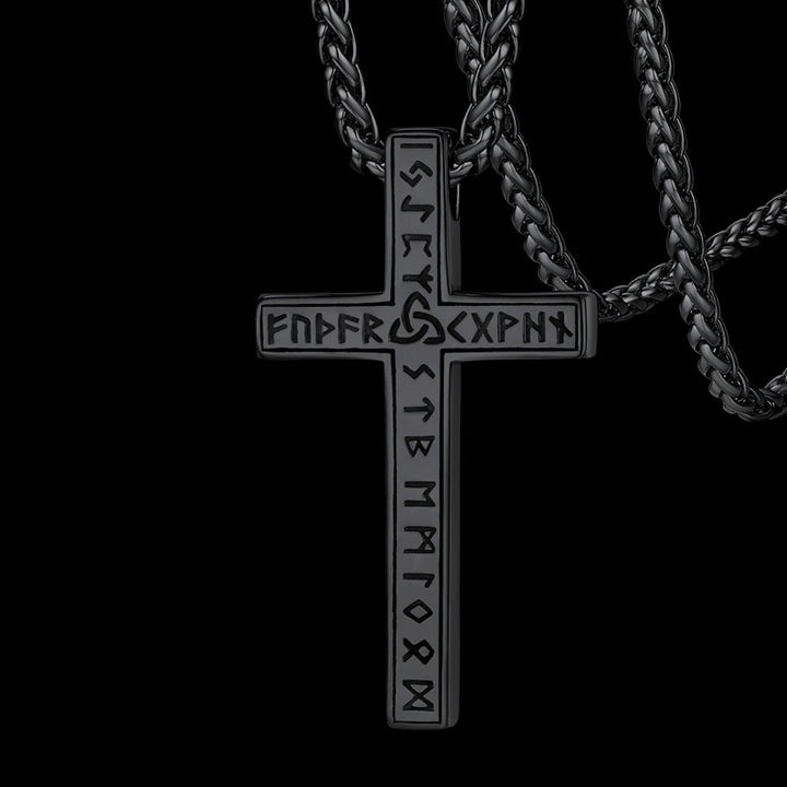 Viking Rune Cross Pendant Necklace for Men