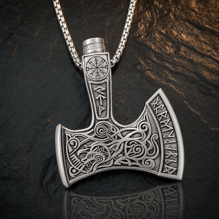 Viking Axe Cremation Urn Necklace for Men — feature