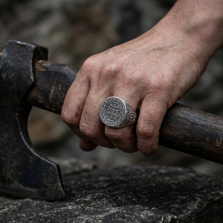 Web of Wyrd Signet Ring — worn