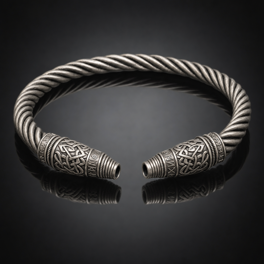 Norse Twisted Torc Neck Ring for Men