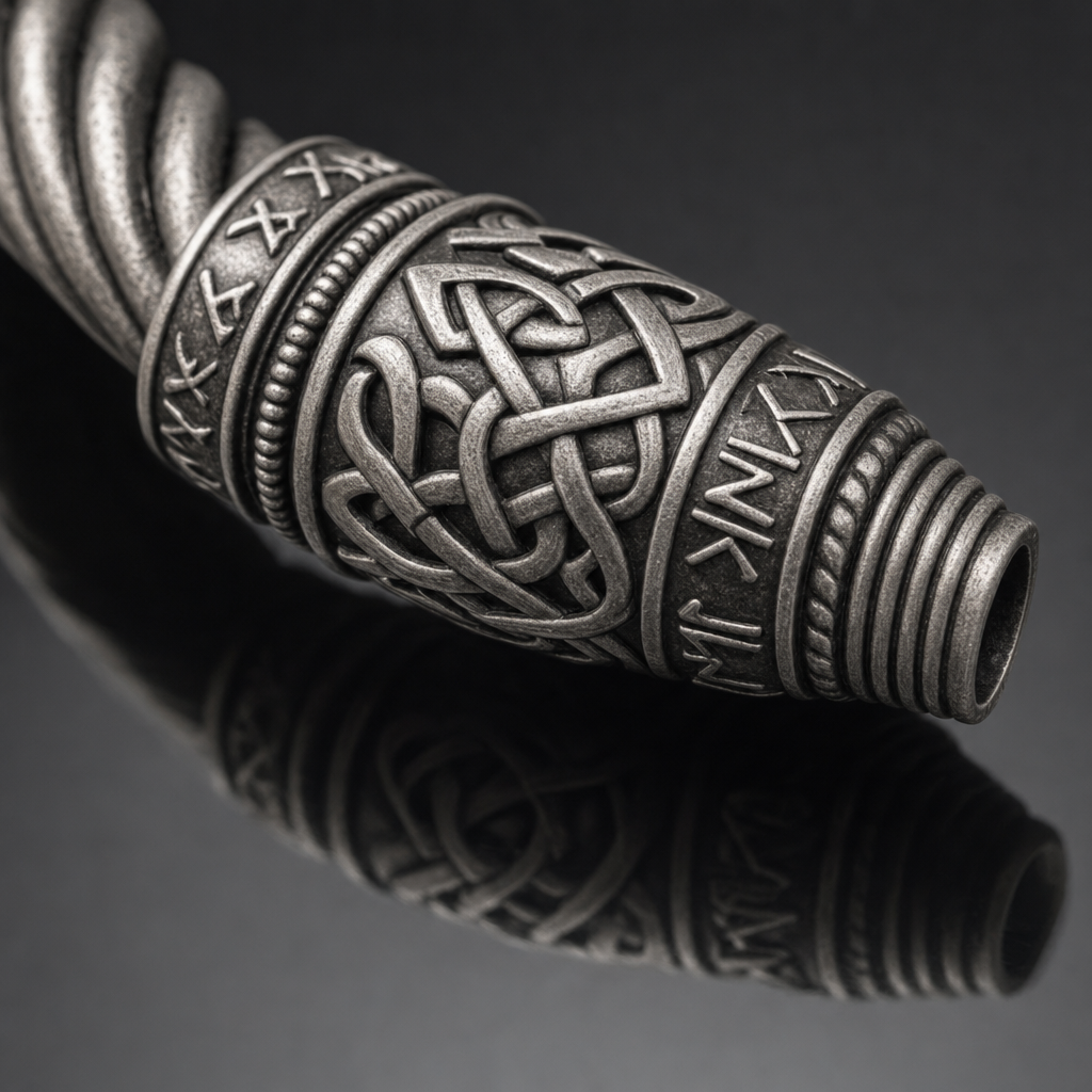Norse Twisted Torc Neck Ring for Men — detail