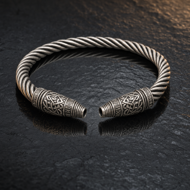 Norse Twisted Torc Neck Ring for Men — feature
