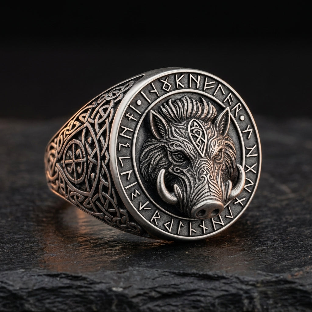 Viking Boar Gullinbursti Ring — feature