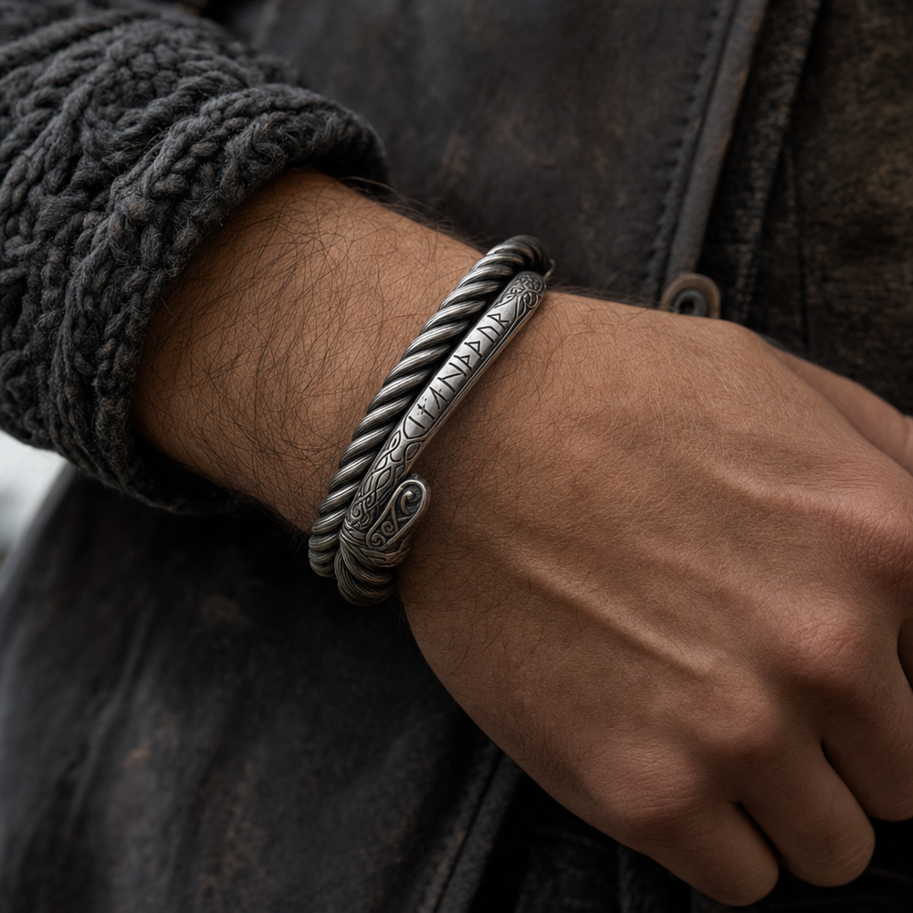 Draupnir Coil Arm Ring Cuff (Ring of Odin) — worn