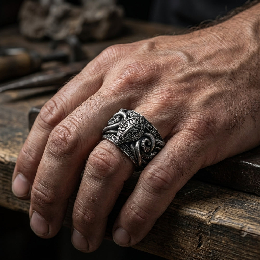 Norse Kraken Ring — worn