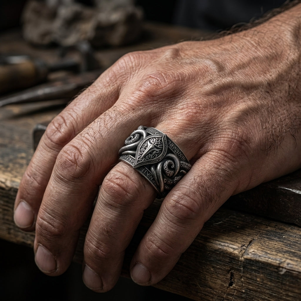Norse Kraken Ring — worn