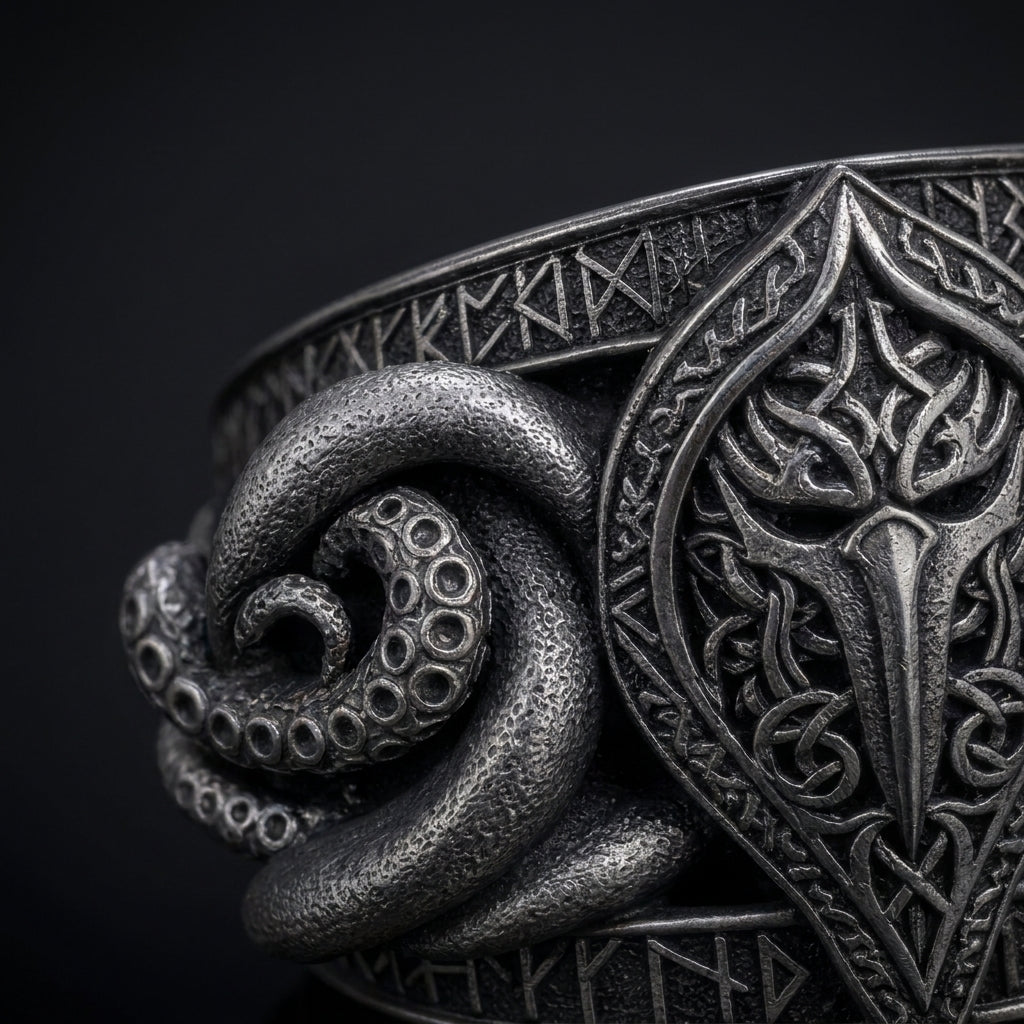 Norse Kraken Ring — detail