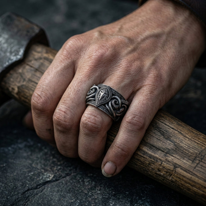 Norse Kraken Ring — worn