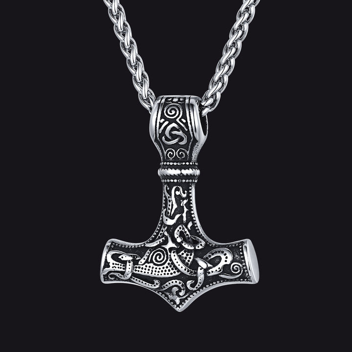 Norse Viking Thor's Hammer Necklace Mjolnir Pendant for Men