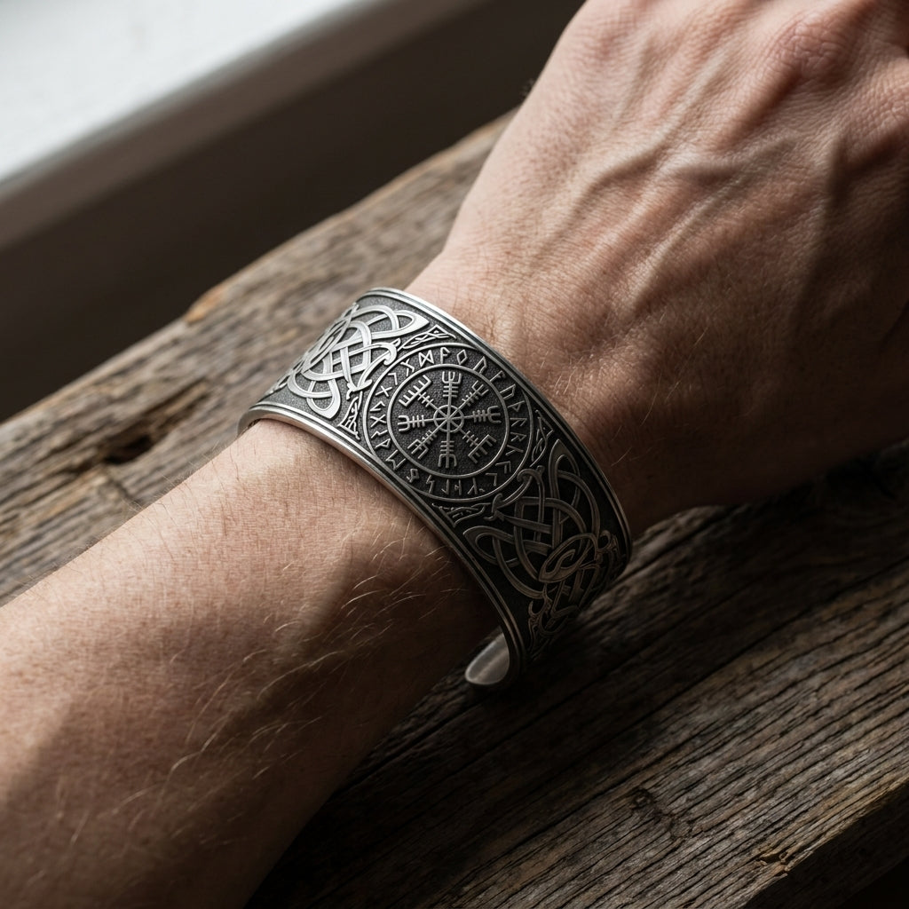 Helm of Awe Cuff Bangle Bracelet — worn