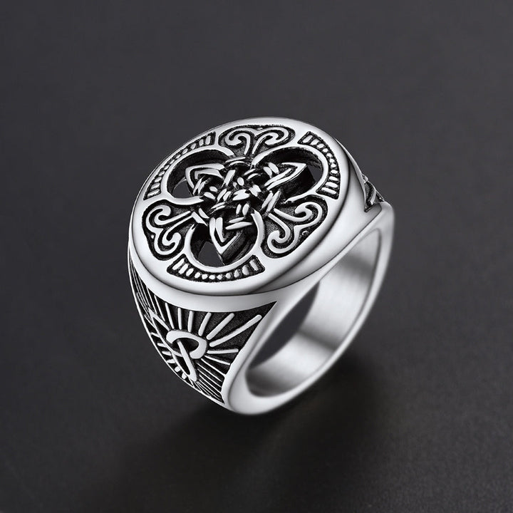 Viking Celtic Knot Signet Ring for Men