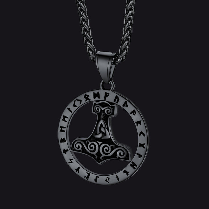 Viking Thor's Hammer Rune Pendant Necklace For Men