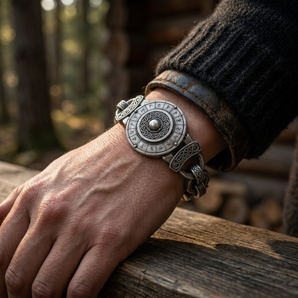 Viking Shield Wall Chain Bracelet — worn