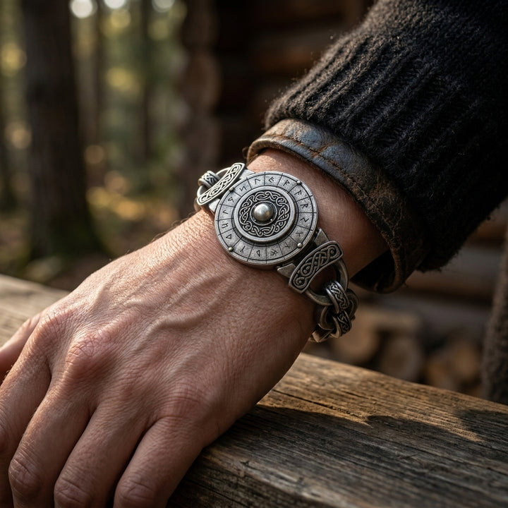 Viking Shield Wall Chain Bracelet — worn