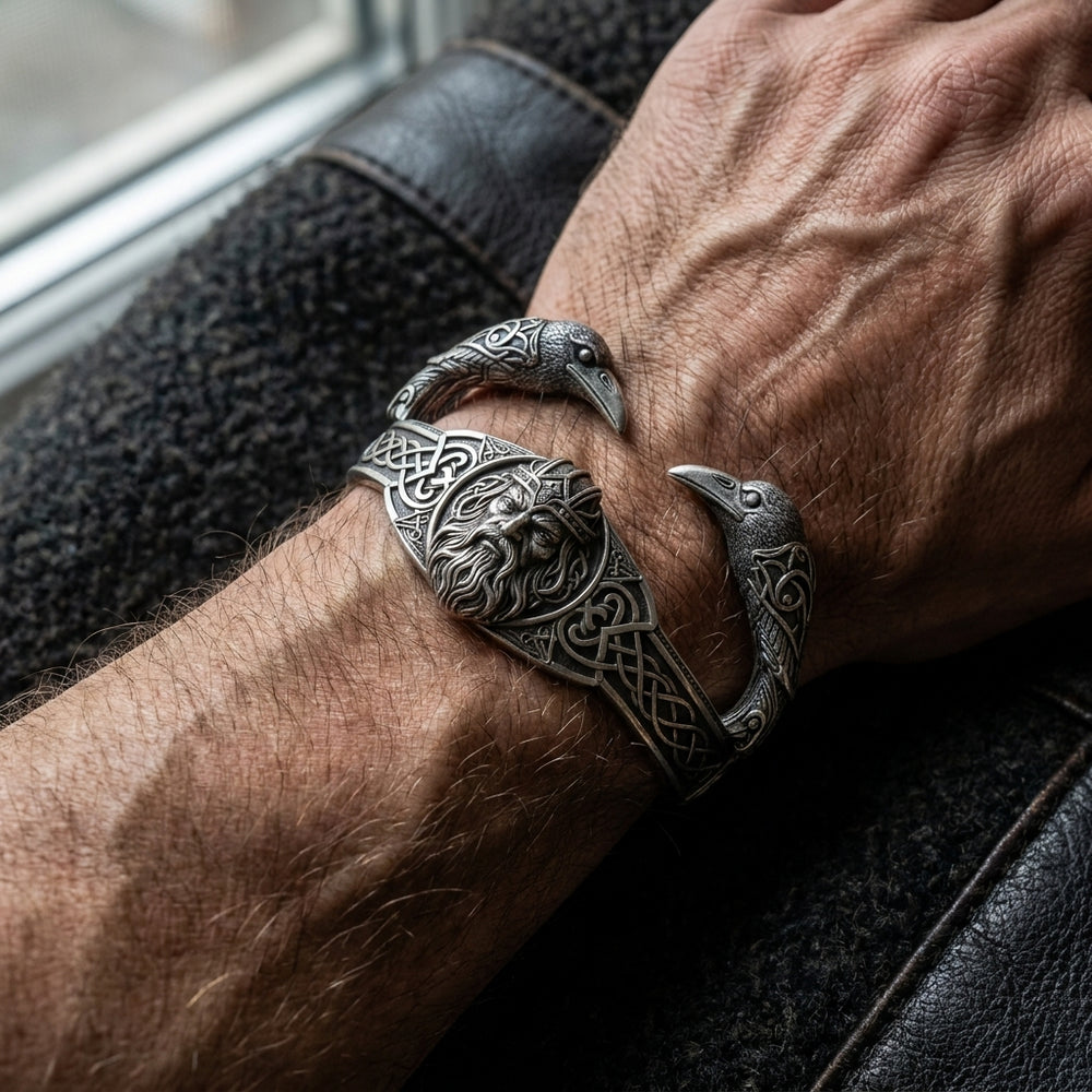 Odin Allfather Cuff Bangle — worn