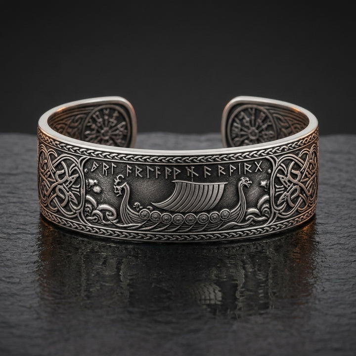 Viking Longship Drakkar Bangle Bracelet — feature