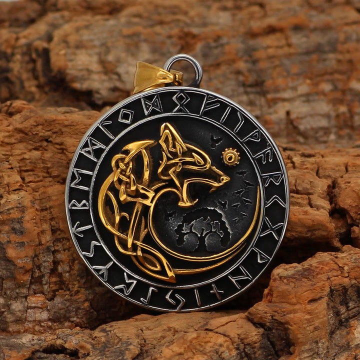 Wolf Head Rune Viking Fenrir Necklace