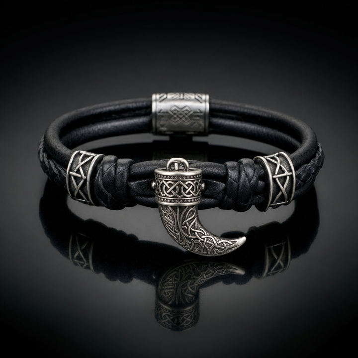 Viking Drinking Horn Leather Bracelet