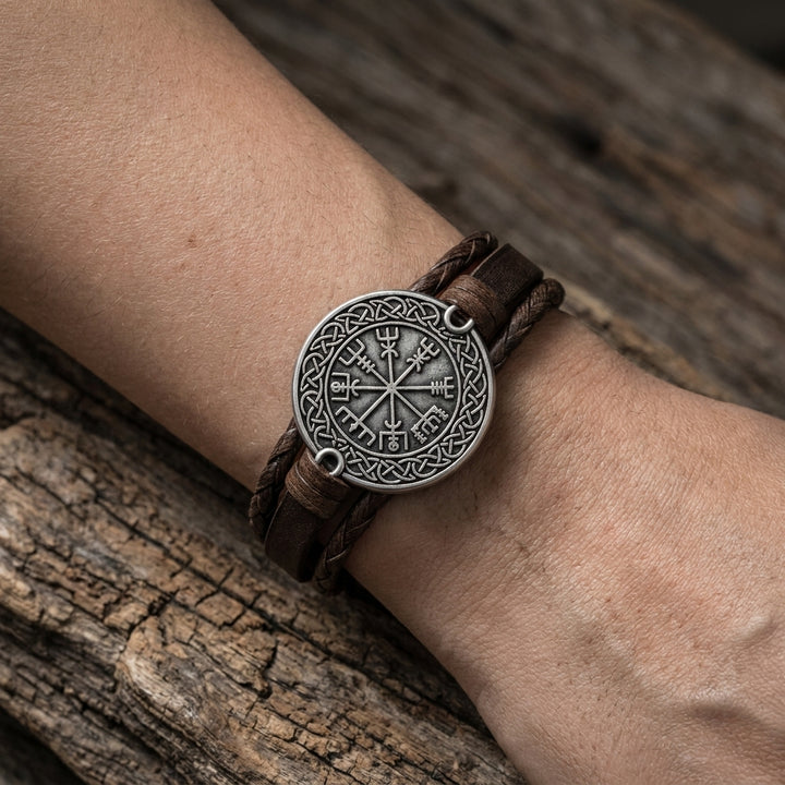 Web of Wyrd Leather Wrap Bracelet — worn