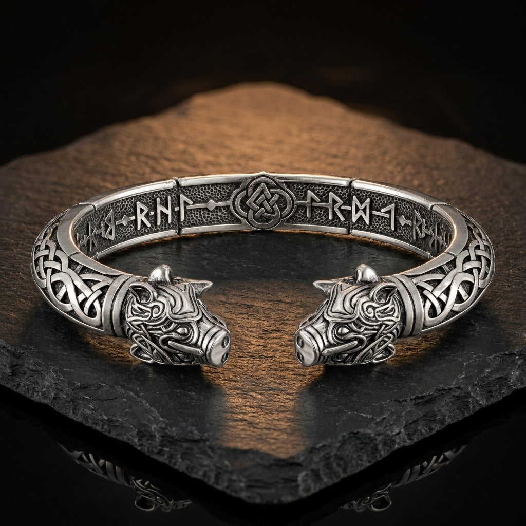 Viking Boar Gullinbursti Cuff Bracelet — feature