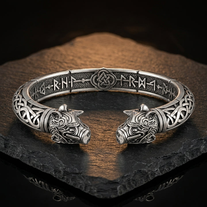 Viking Boar Gullinbursti Cuff Bracelet — feature