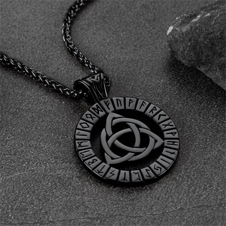 Celtic Knot Necklace with Viking Runes for Men