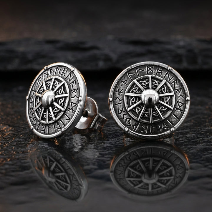 Viking Shield Stud Earrings with Runes — feature