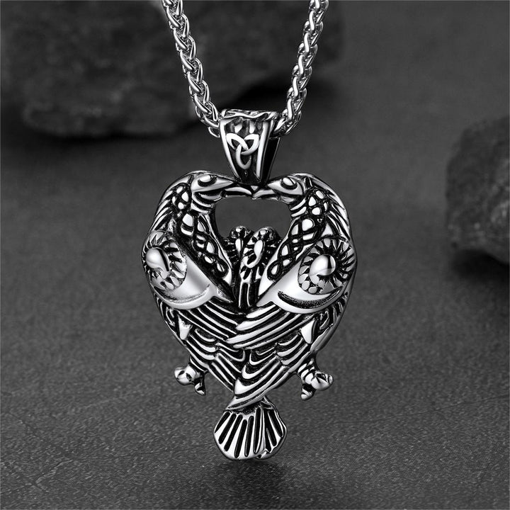 Viking Odin's Ravens Necklace Huginn and Muninn Pendant