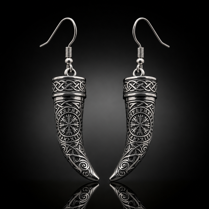 Viking Drinking Horn Dangle Earrings
