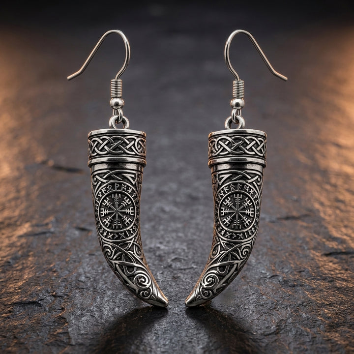 Viking Drinking Horn Dangle Earrings — feature